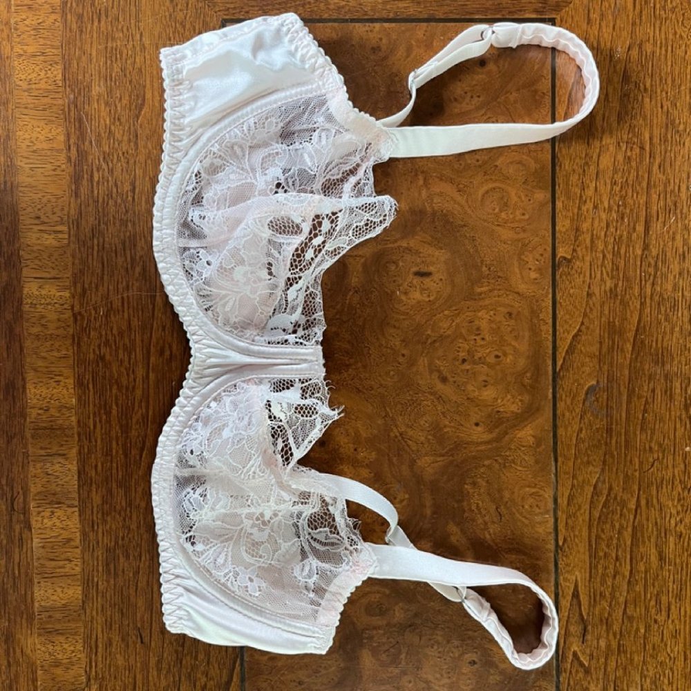Fleur of England Lily pink silk lingerie balconette Bra 34c